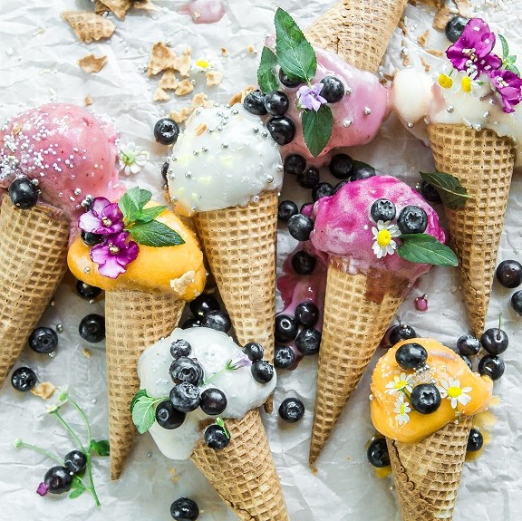 berry-studded ice cream